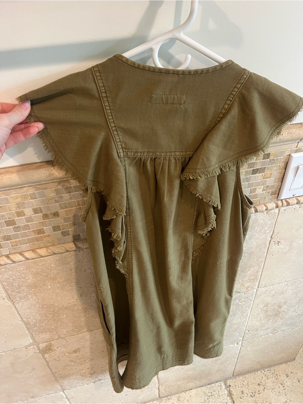 Pilcro Olive Ruffle-Trim Button Front Dress - Picture 6 of 8